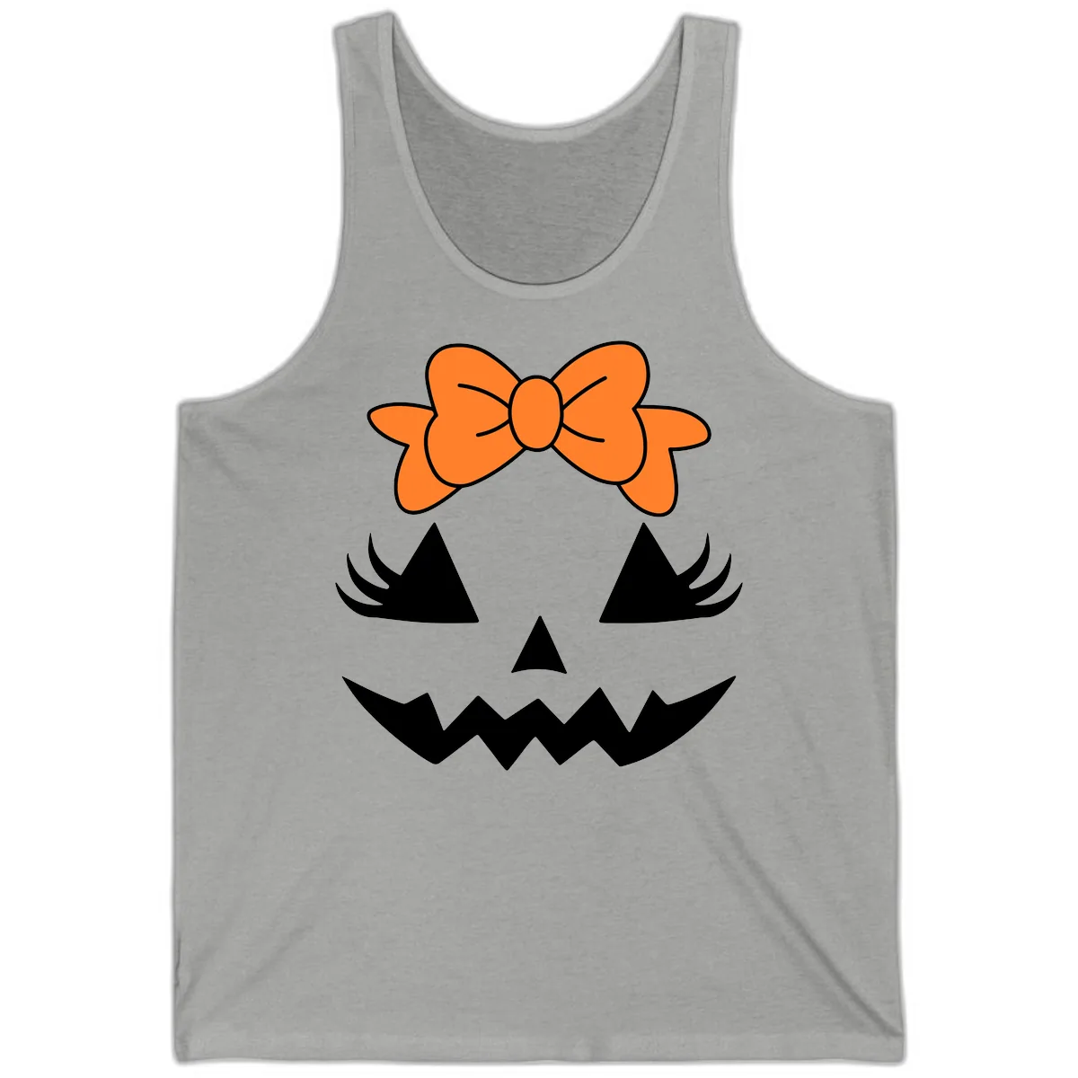 Cute Pumpkin Face With Bow Tank in Athletic Heather