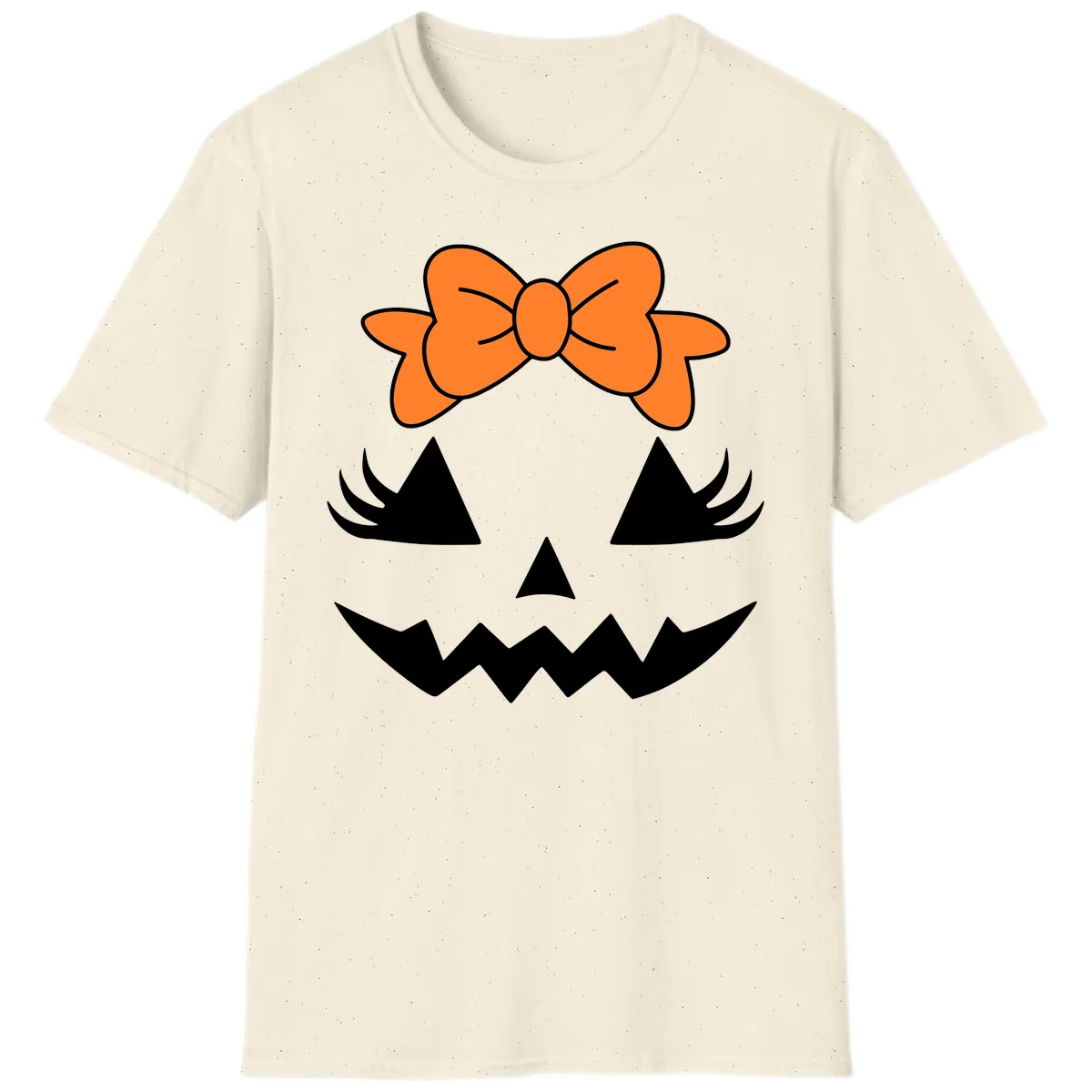 Cute Pumpkin Face With Bow T-Shirt in Natural