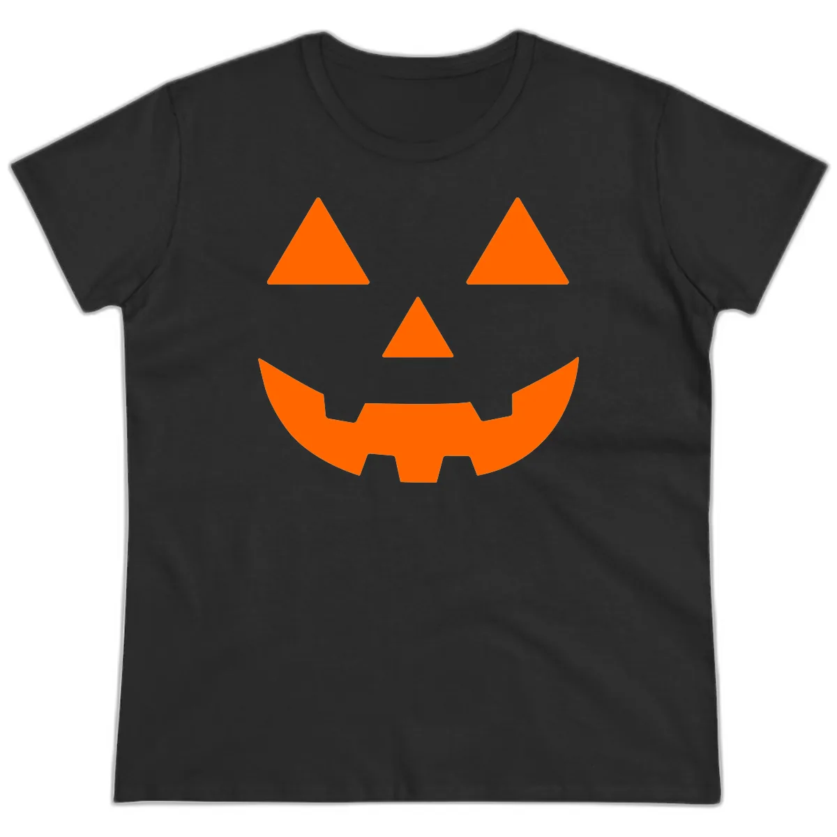 Classic Jack O' Lantern Face Ladies Tee in Black