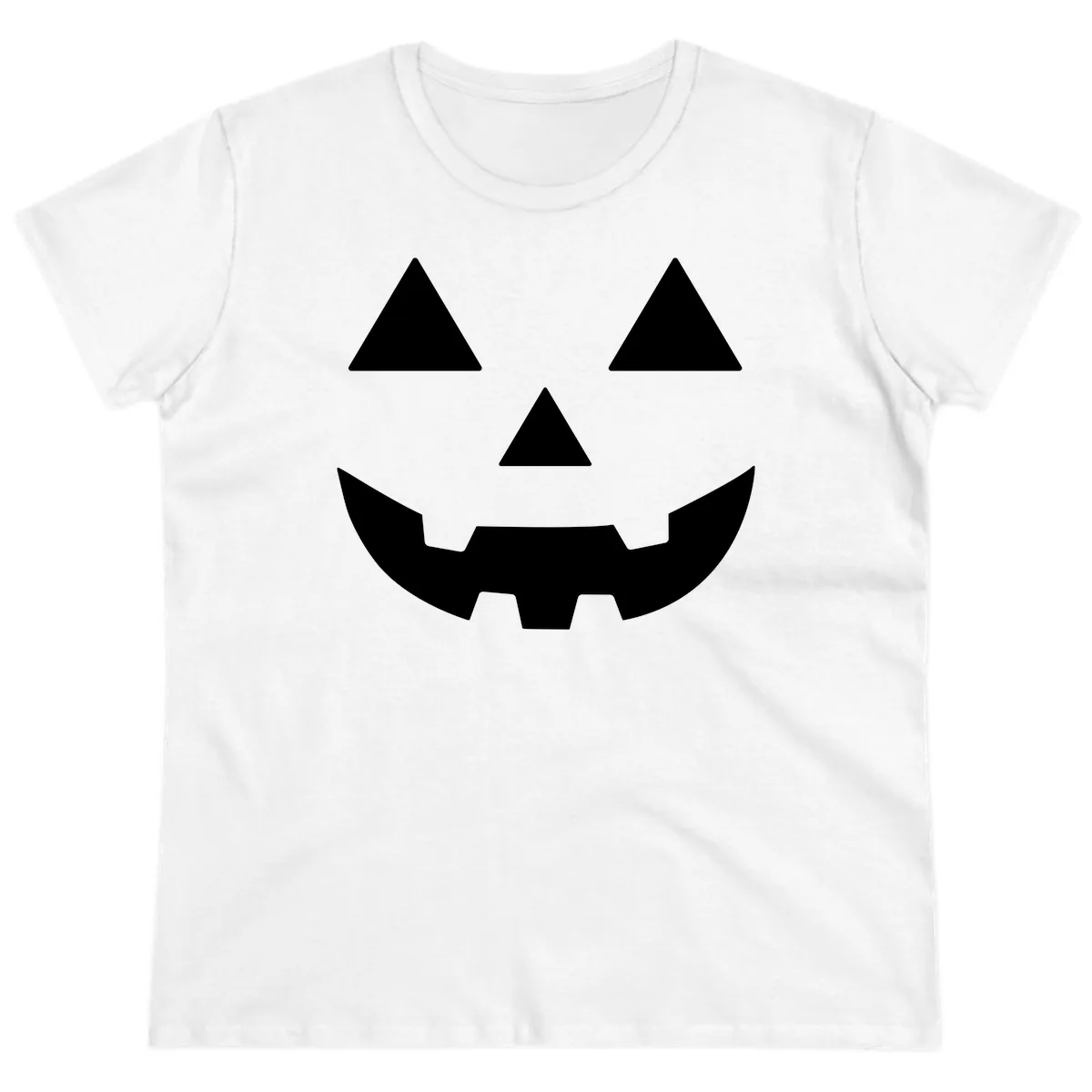 Classic Jack O' Lantern Face Ladies Tee in White