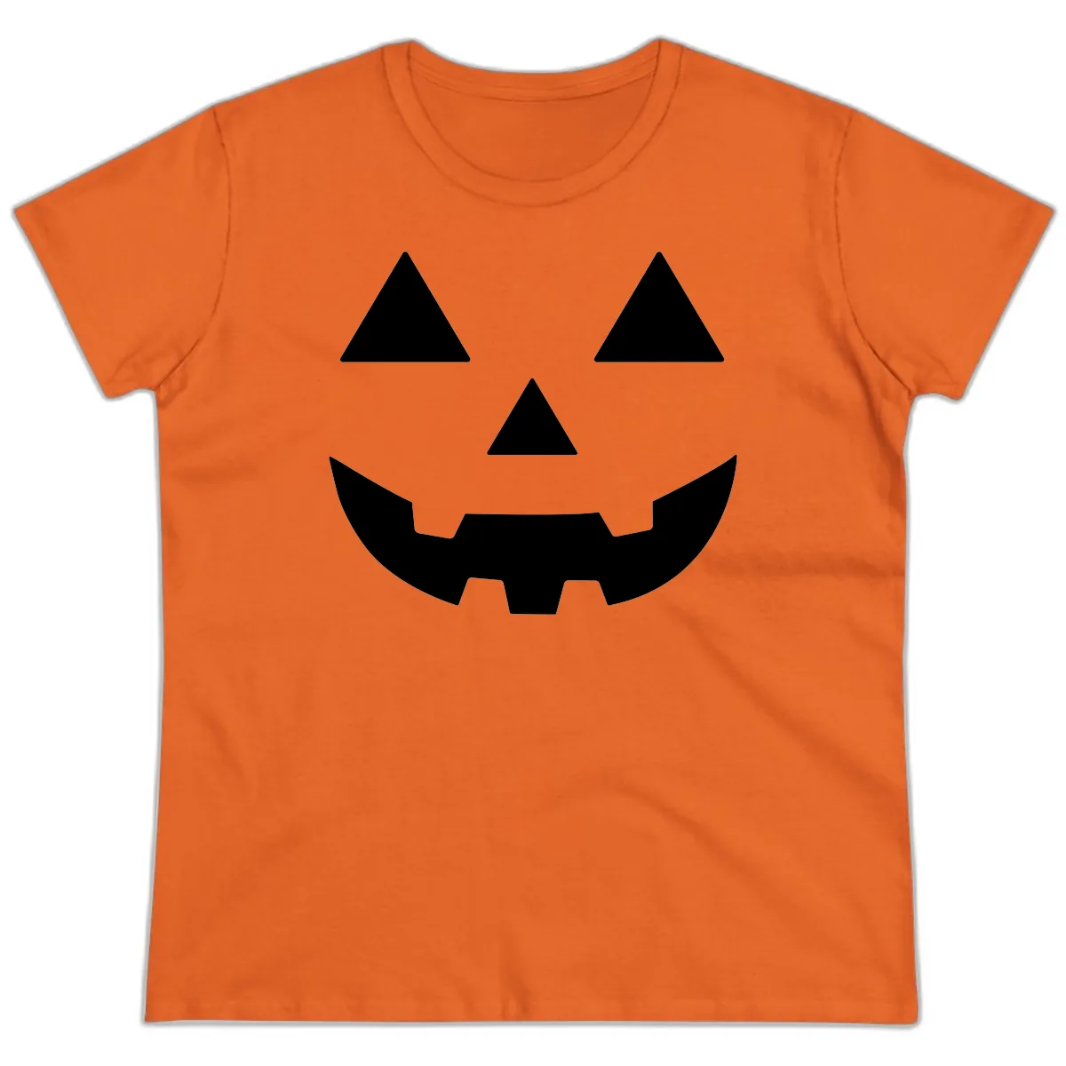Classic Jack O' Lantern Face Ladies Tee in Orange