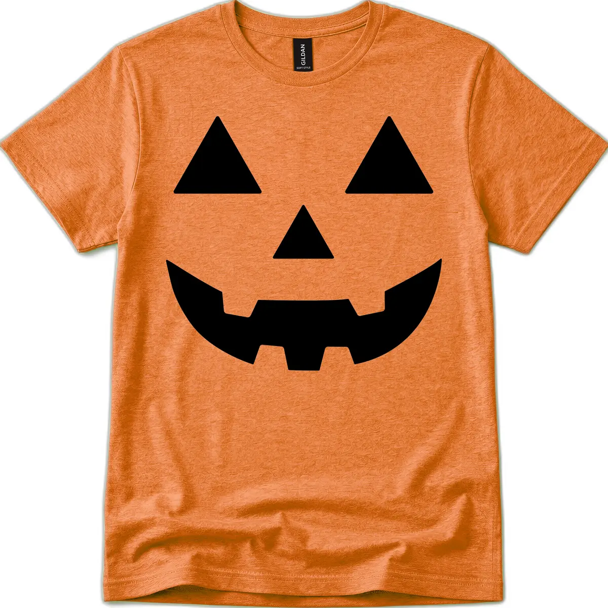 Classic Jack O' Lantern Face T-Shirt in Heather Orange