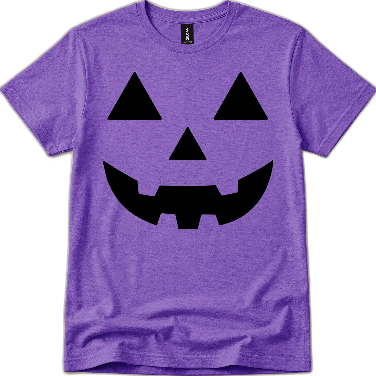 Classic Jack O' Lantern Face T-Shirt in Heather Purple