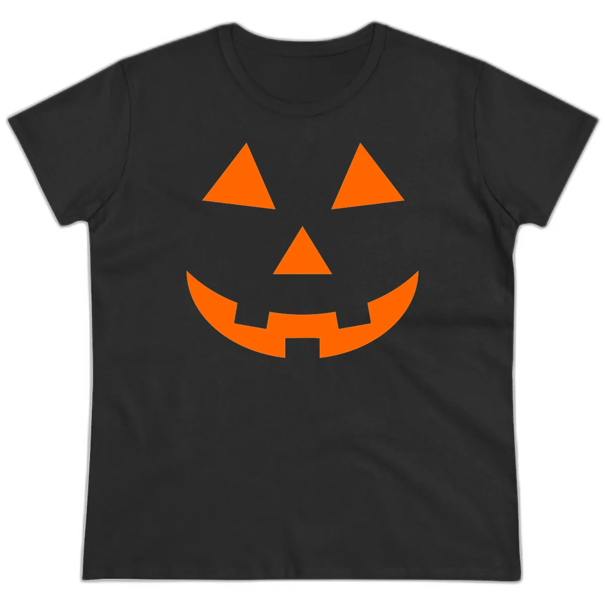 Classic Jack O Lantern Face Ladies Tee in Black