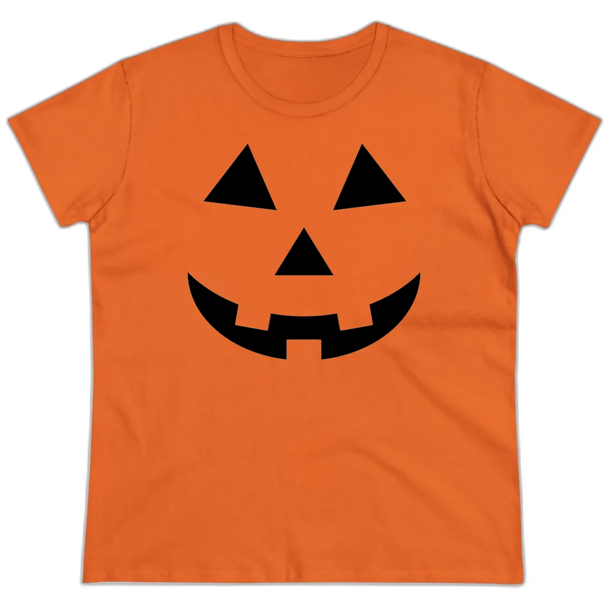 Classic Jack O Lantern Face Ladies Tee in Orange
