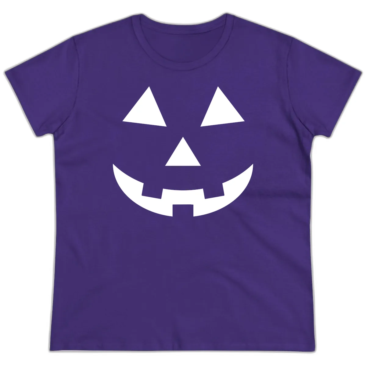 Classic Jack O Lantern Face Ladies Tee in Purple