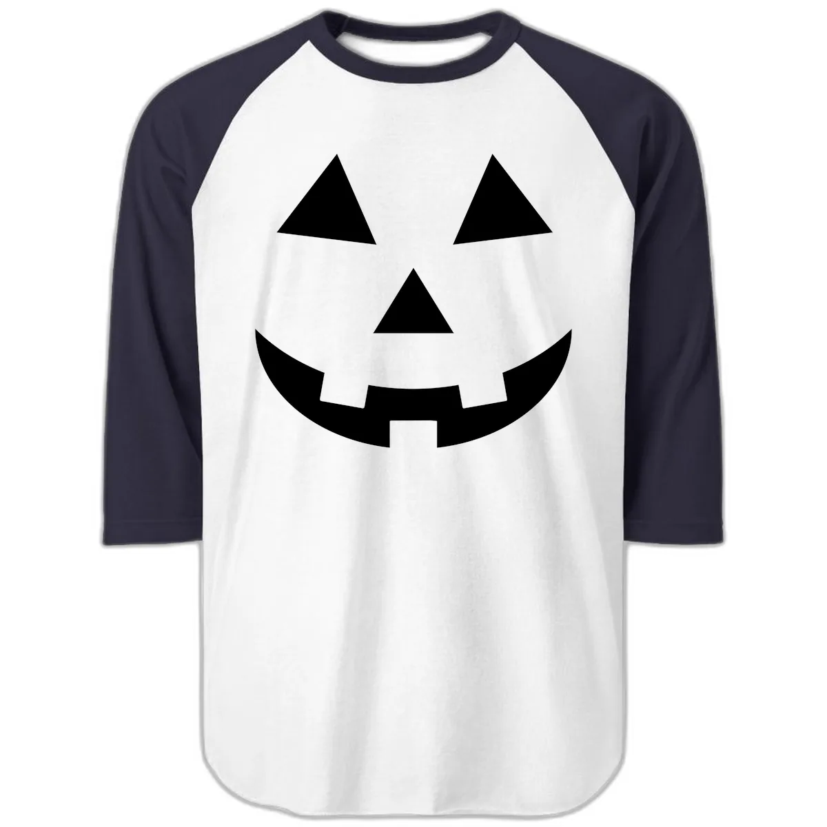 Classic Jack O Lantern Face Raglan 3/4 in White/Navy