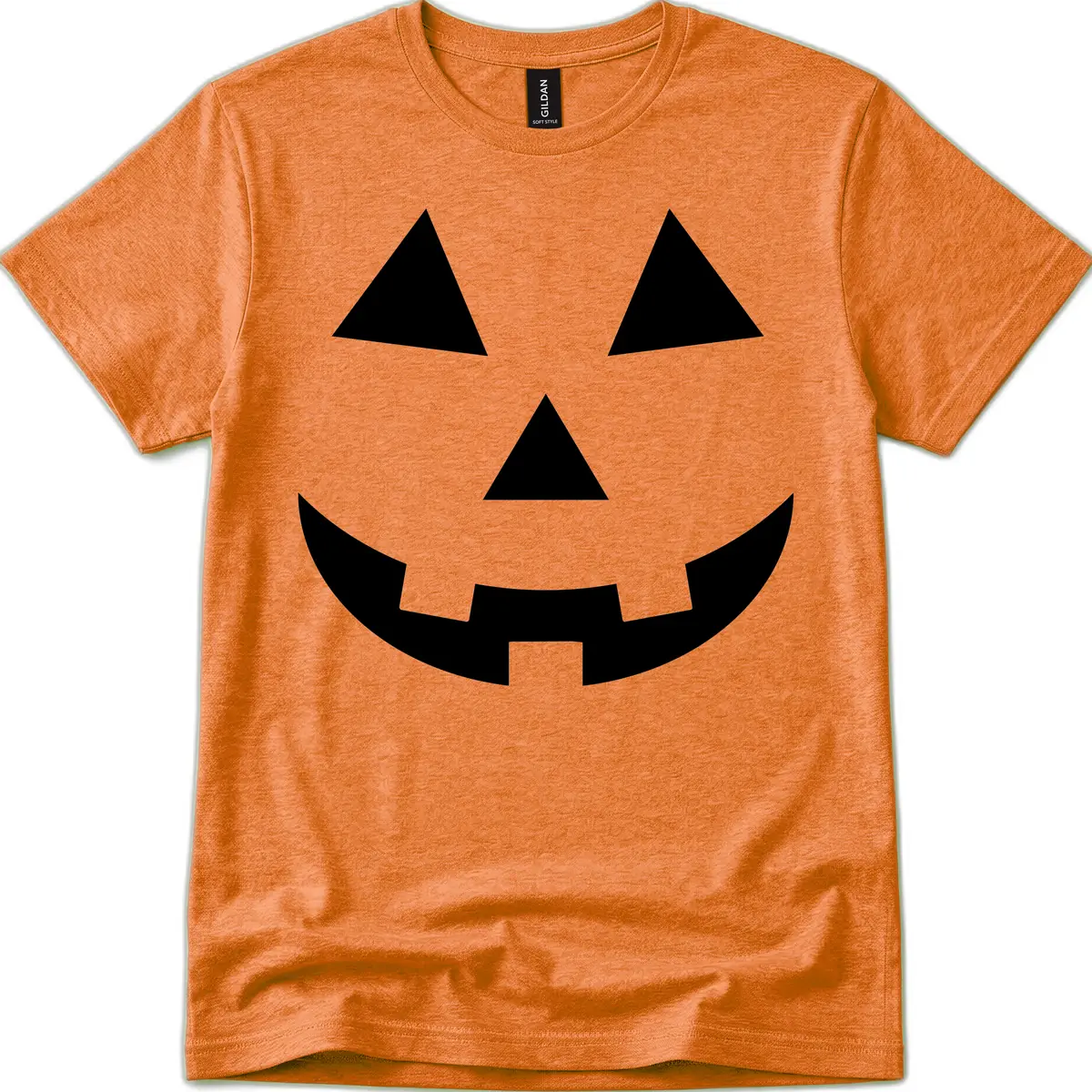 Classic Jack O Lantern Face T-Shirt in Heather Orange