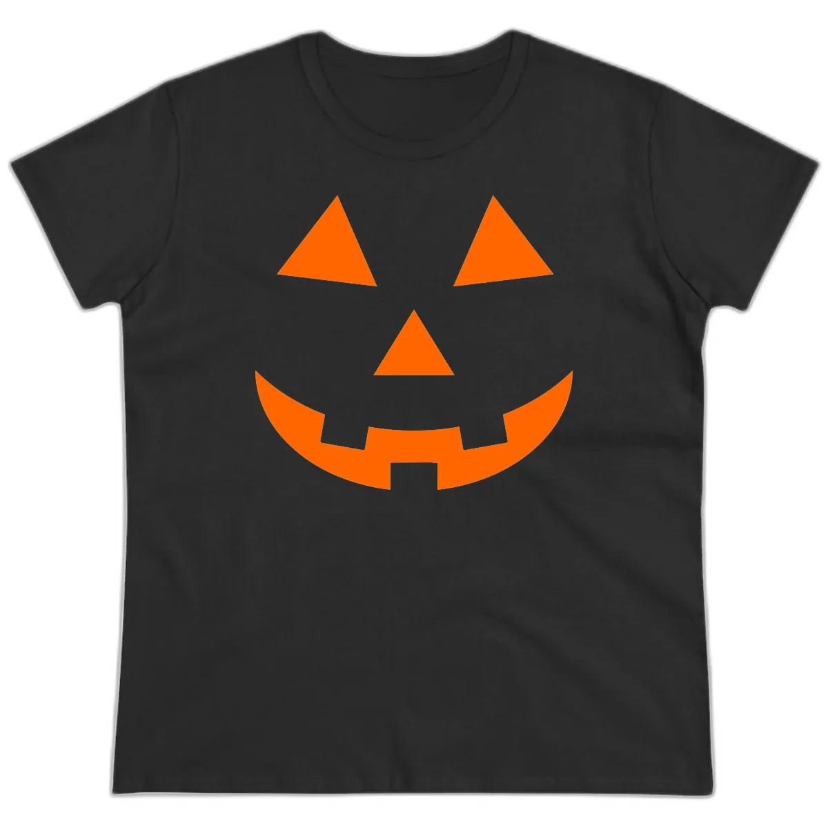 Classic Jack-o-Lantern Face Ladies Tee in Black