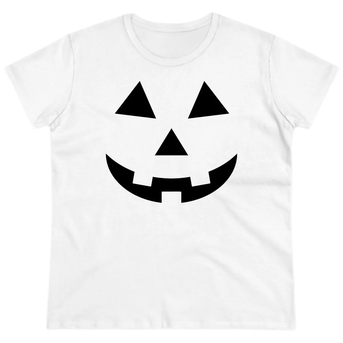 Classic Jack-o-Lantern Face Ladies Tee in White