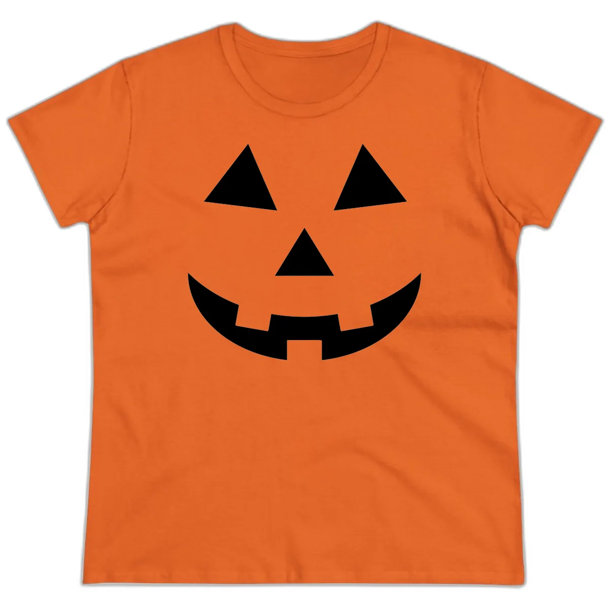 Classic Jack-o-Lantern Face Ladies Tee in Orange
