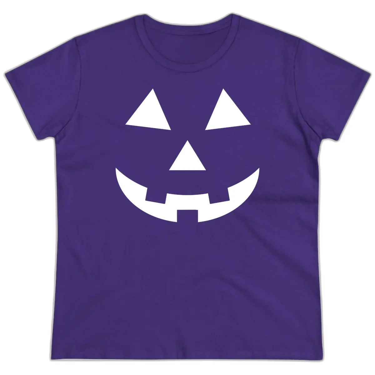 Classic Jack-o-Lantern Face Ladies Tee in Purple