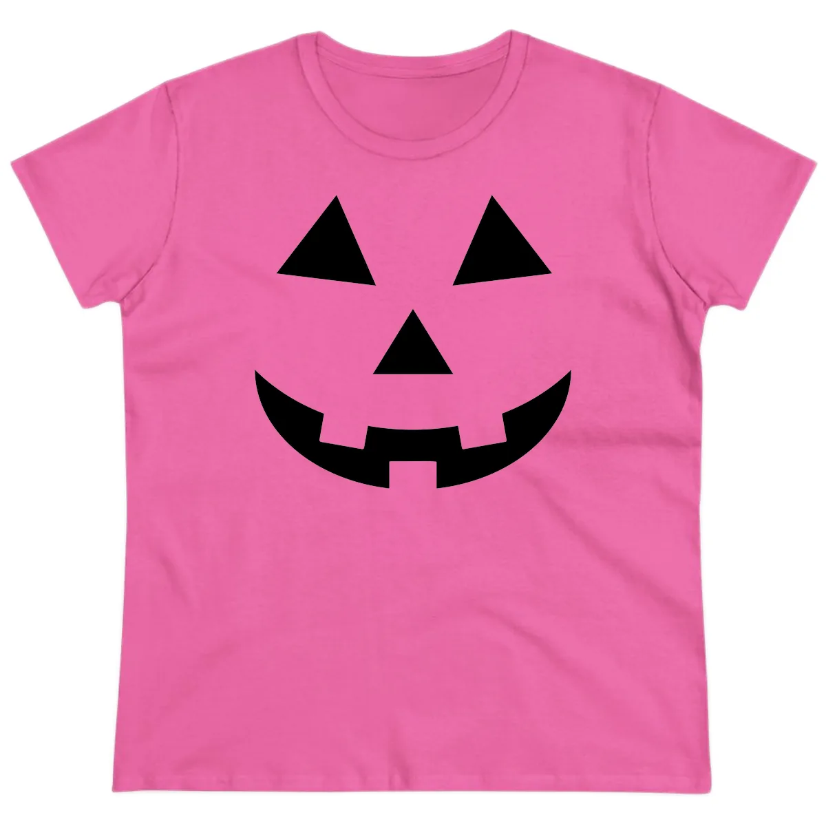 Classic Jack-o-Lantern Face Ladies Tee in Azalea