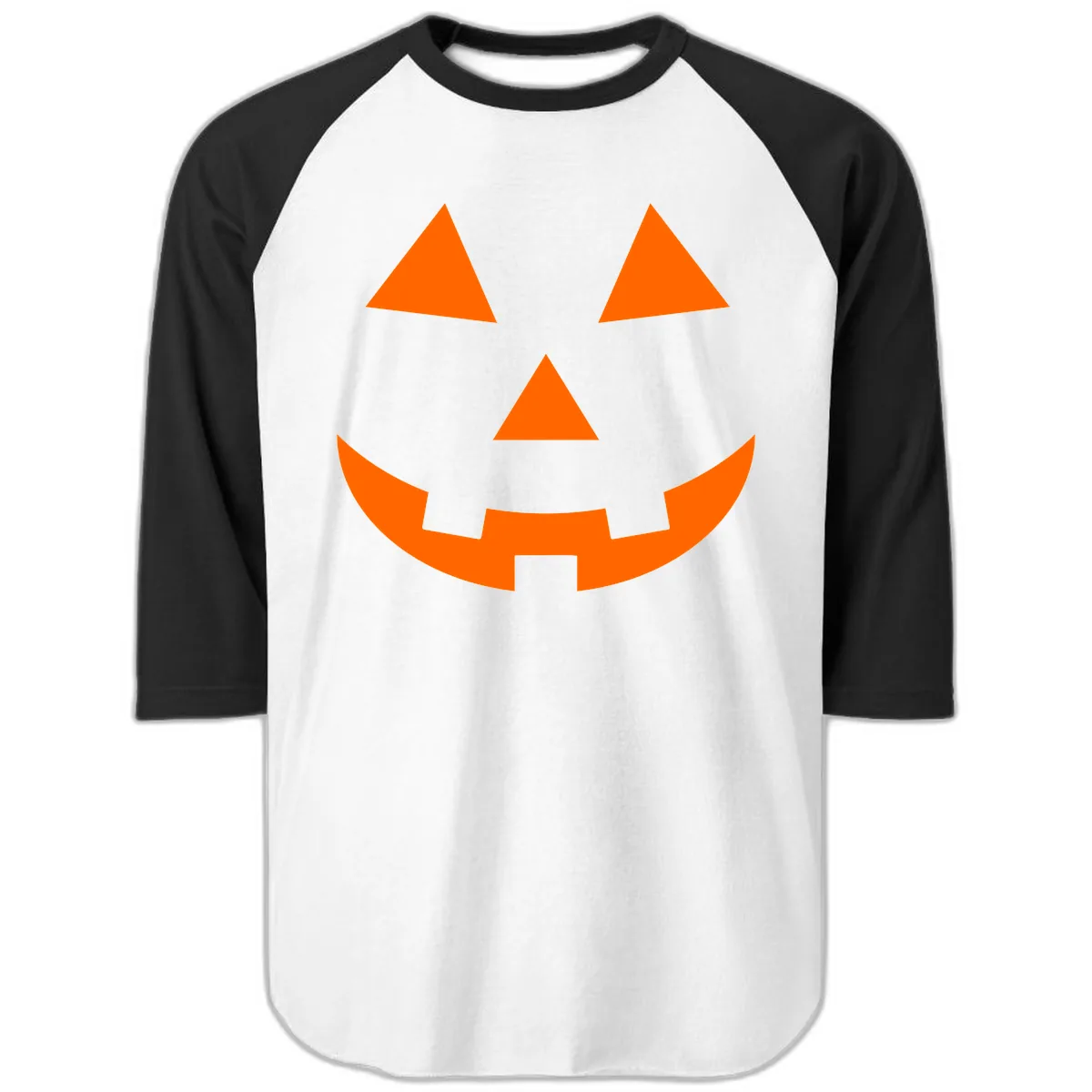 Classic Jack-o-Lantern Face Raglan 3/4 in White/Black