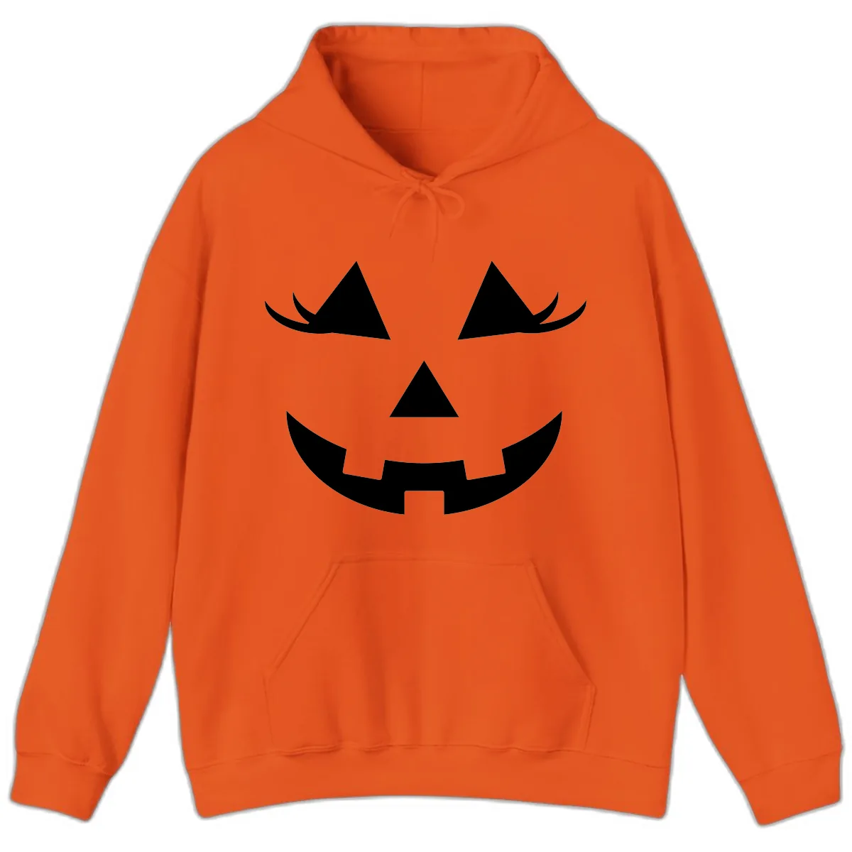 Jack O Lantern Grinning Face Hoodie in Orange