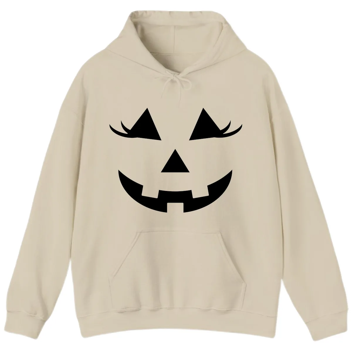 Jack O Lantern Grinning Face Hoodie in Sand
