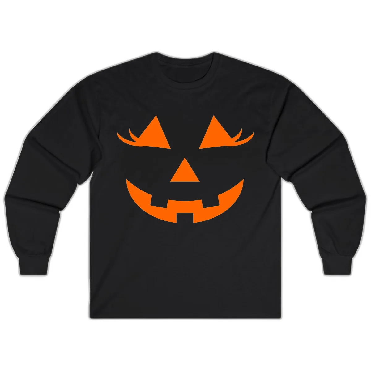 Jack O Lantern Grinning Face Long Sleeve in Black