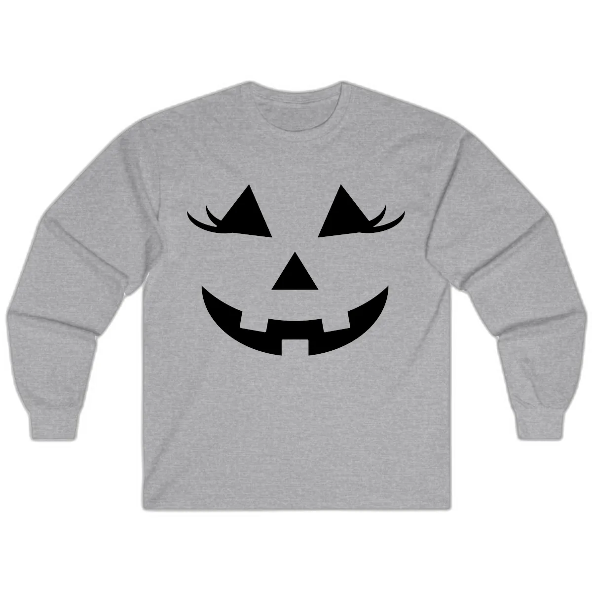 Jack O Lantern Grinning Face Long Sleeve in Sport Grey