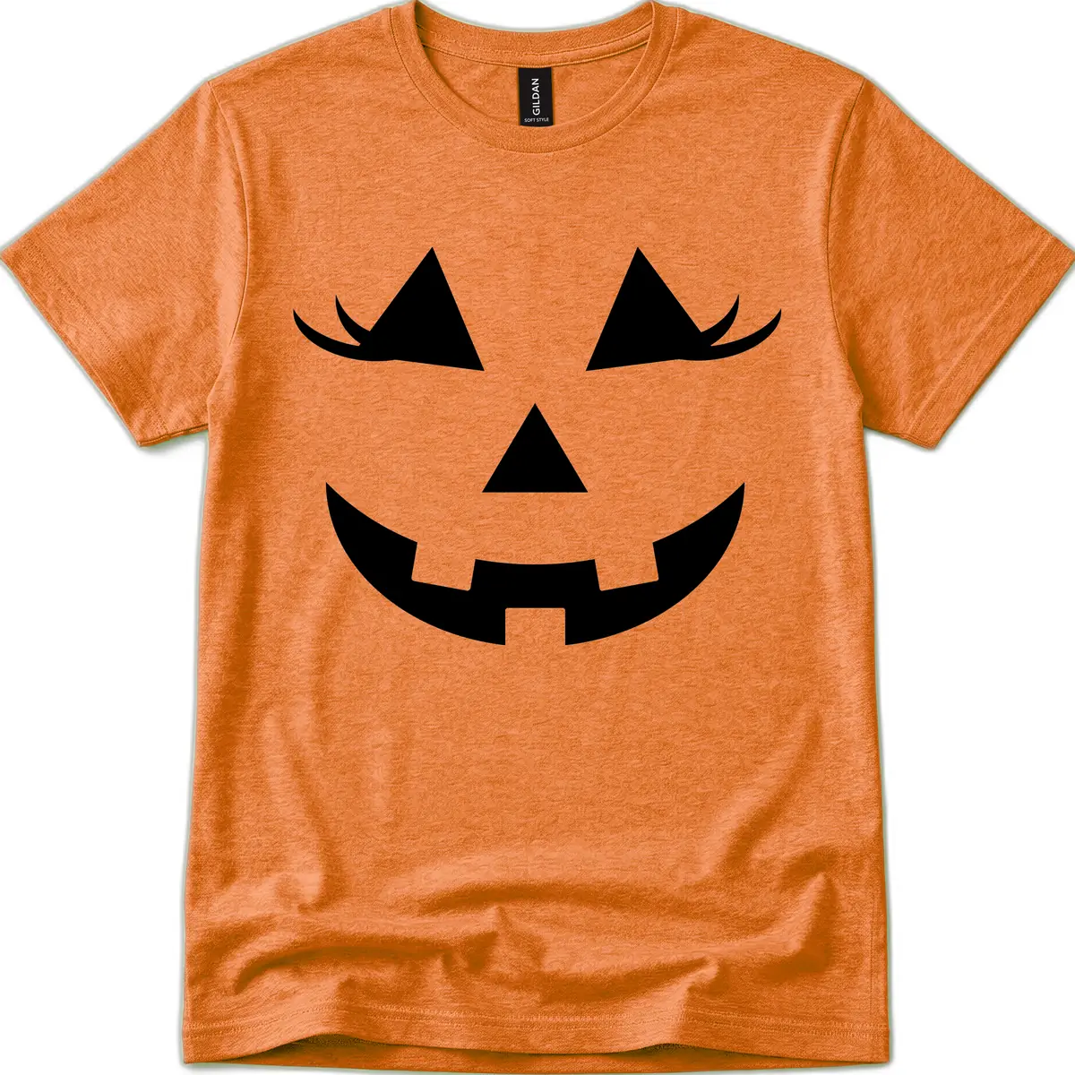 Jack O Lantern Grinning Face T-Shirt in Heather Orange