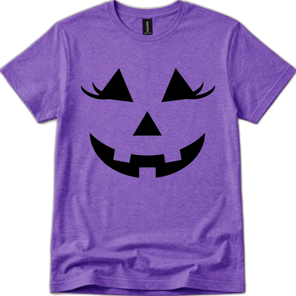 Jack O Lantern Grinning Face T-Shirt in Heather Purple