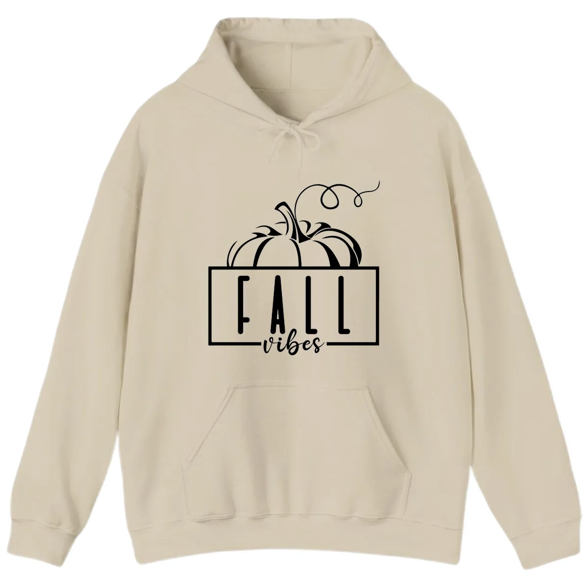 Fall Vibes Pumpkin Design Hoodie in Sand