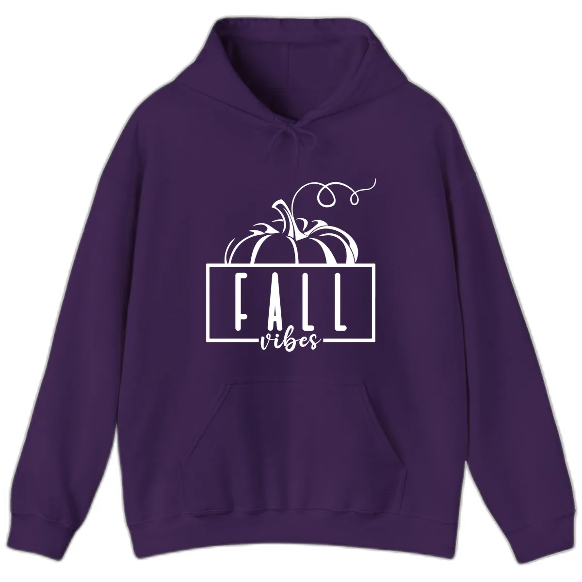 Fall Vibes Pumpkin Design Hoodie in Purple