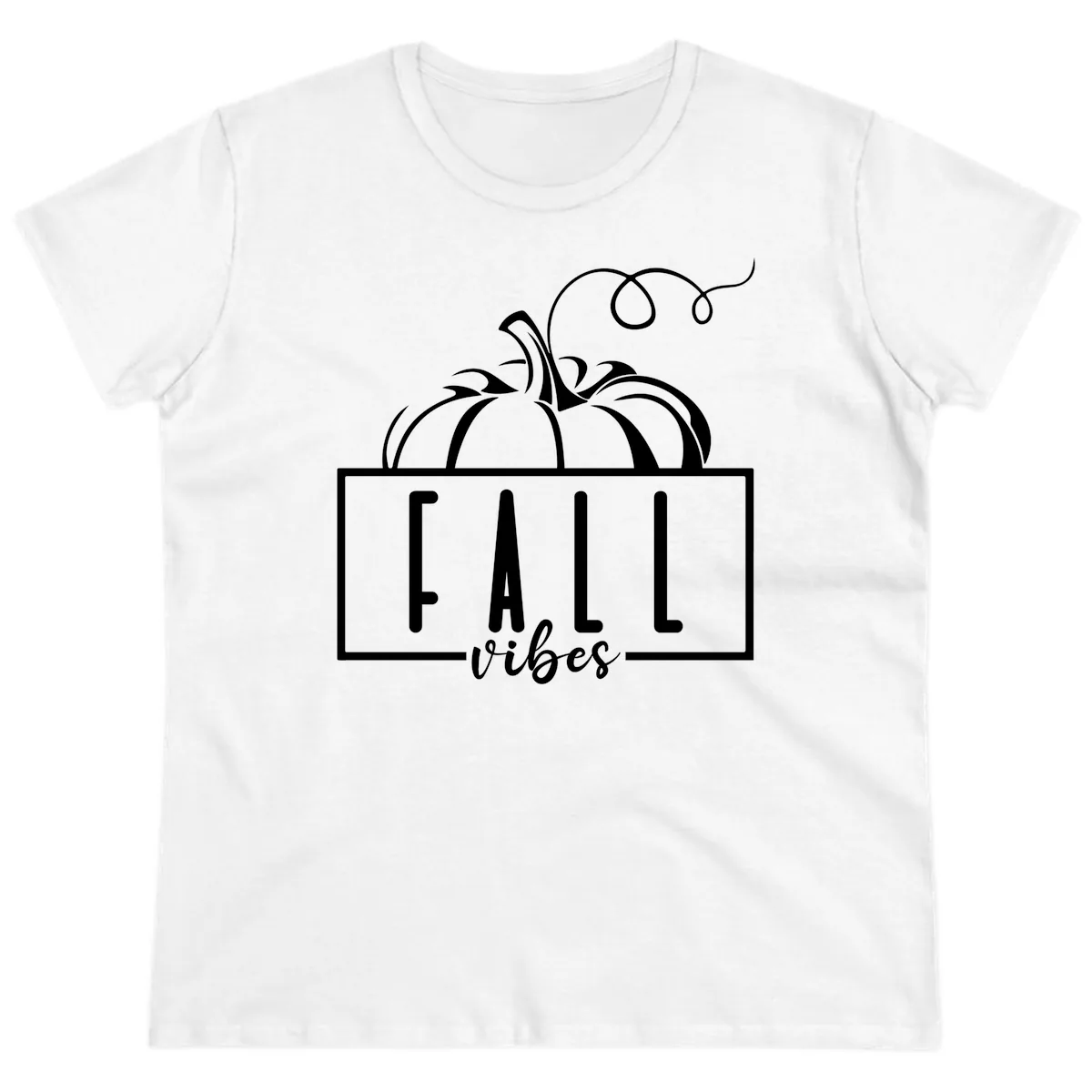 Fall Vibes Pumpkin Design Ladies Tee in White
