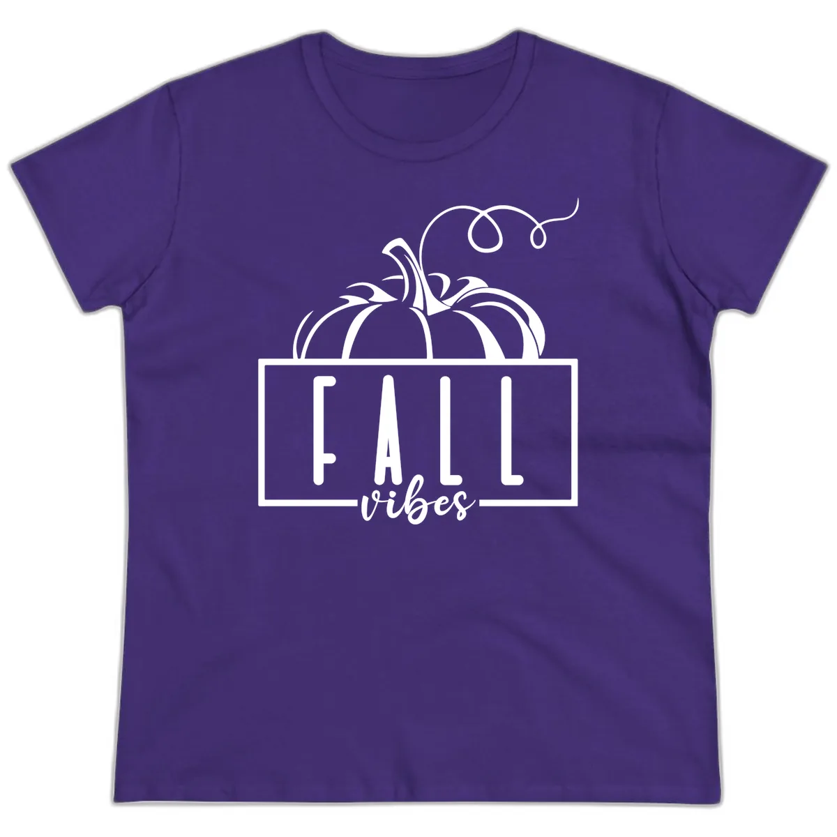 Fall Vibes Pumpkin Design Ladies Tee in Purple