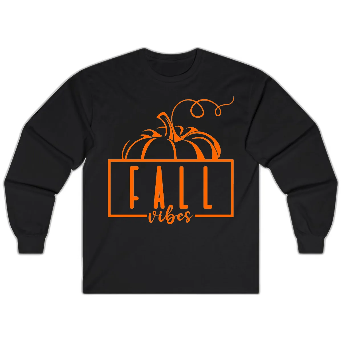 Fall Vibes Pumpkin Design Long Sleeve in Black