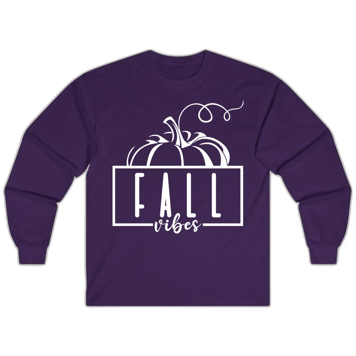 Fall Vibes Pumpkin Design Long Sleeve in Purple