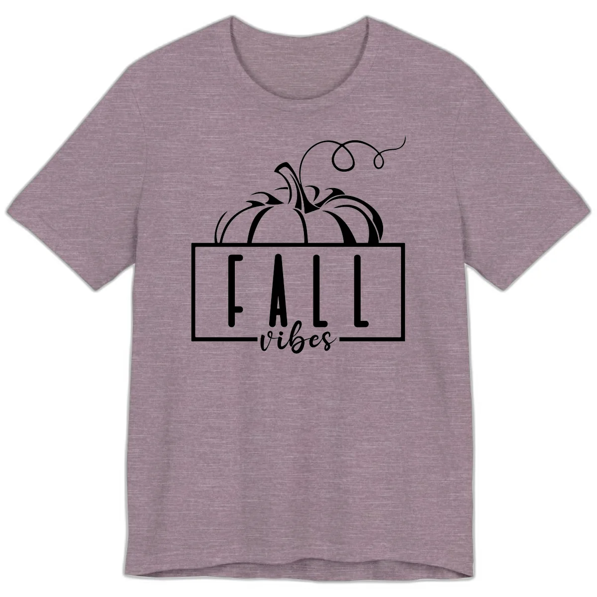Fall Vibes Pumpkin Design Premium T-Shirt in Heather Purple