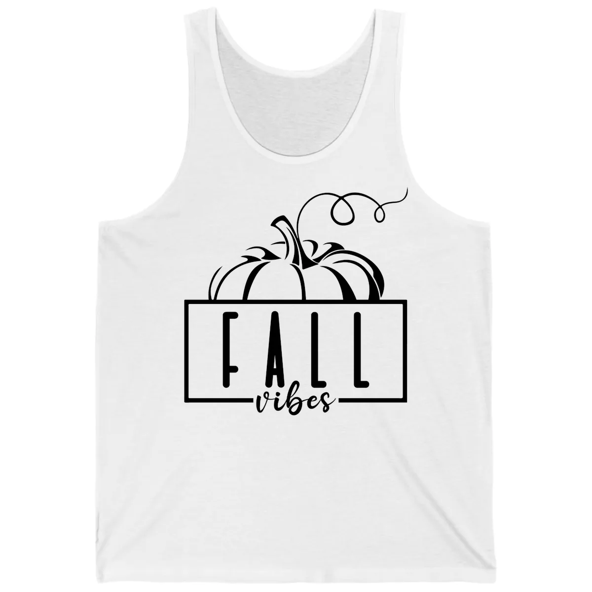 Fall Vibes Pumpkin Design Tank in White