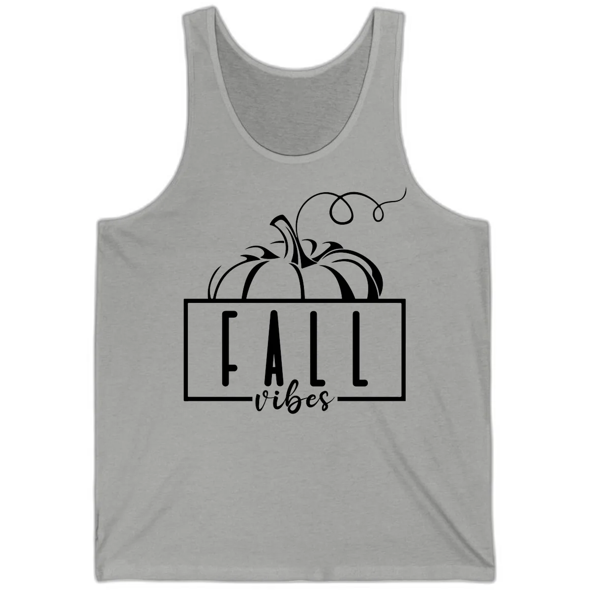 Fall Vibes Pumpkin Design Tank in Athletic Heather