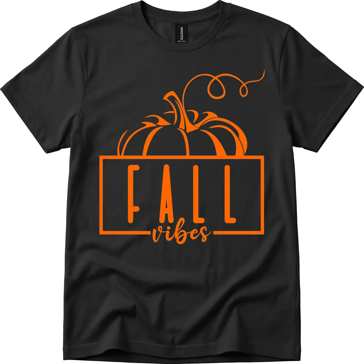 Fall Vibes Pumpkin Design T-Shirt in Black
