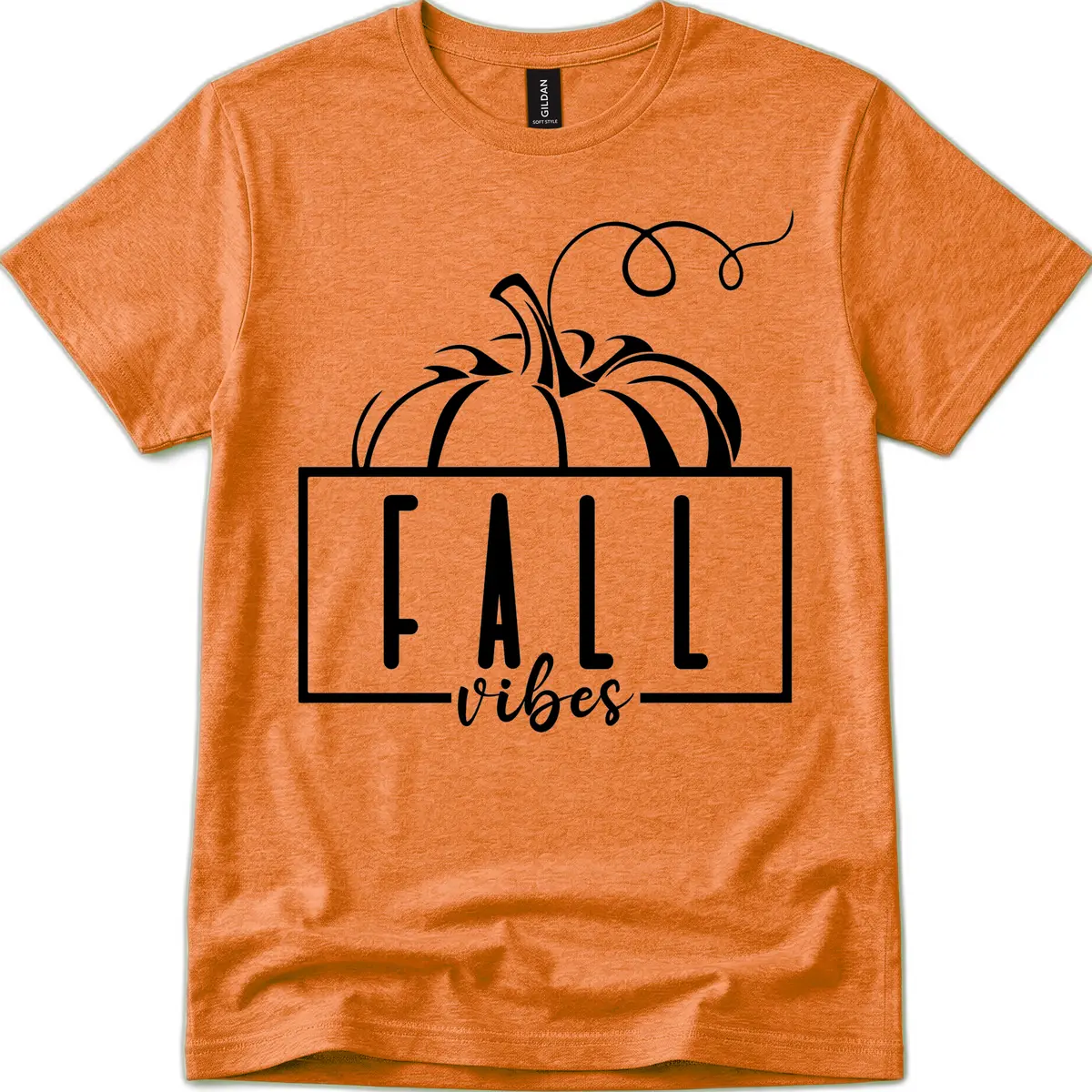 Fall Vibes Pumpkin Design T-Shirt in Heather Orange