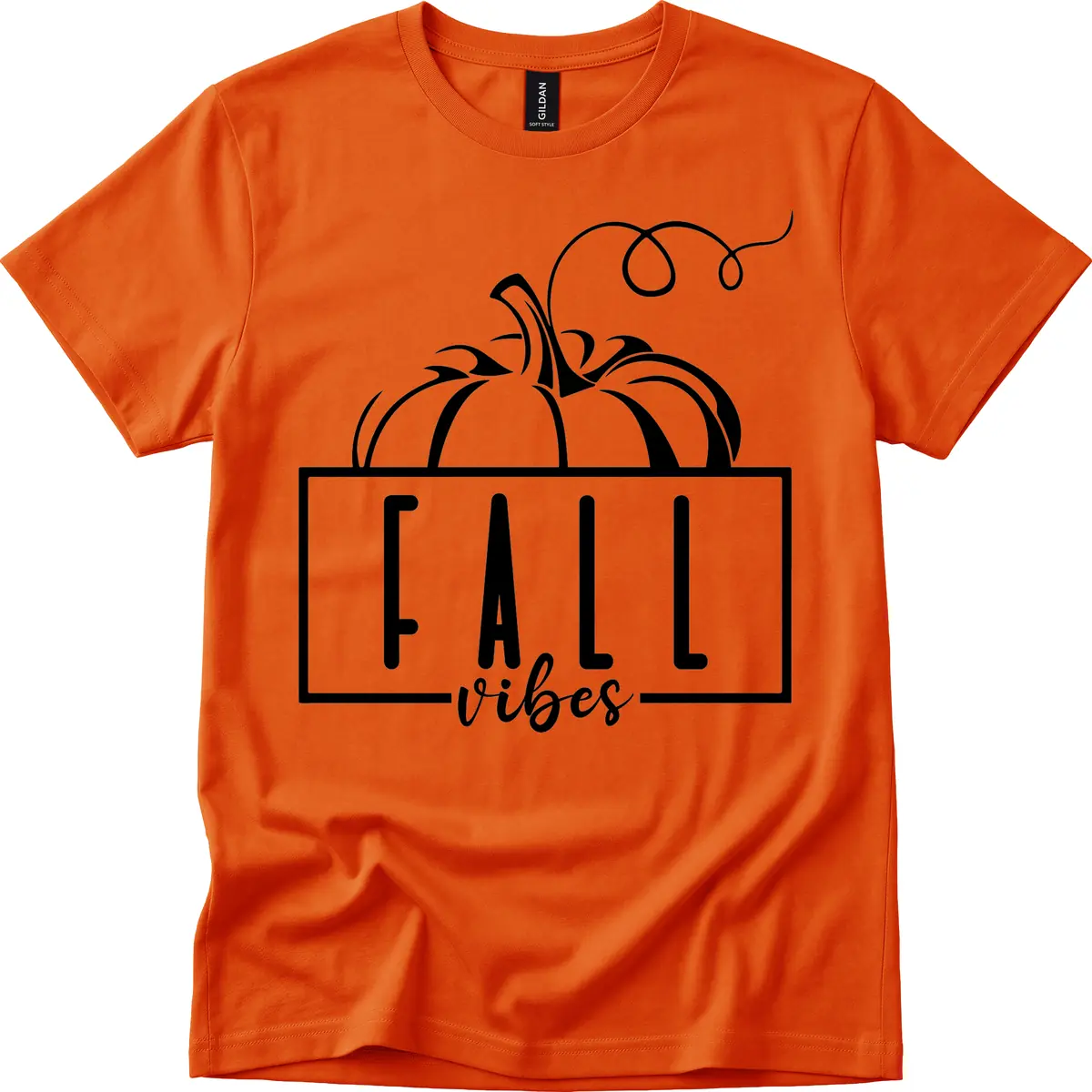 Fall Vibes Pumpkin Design T-Shirt in Orange