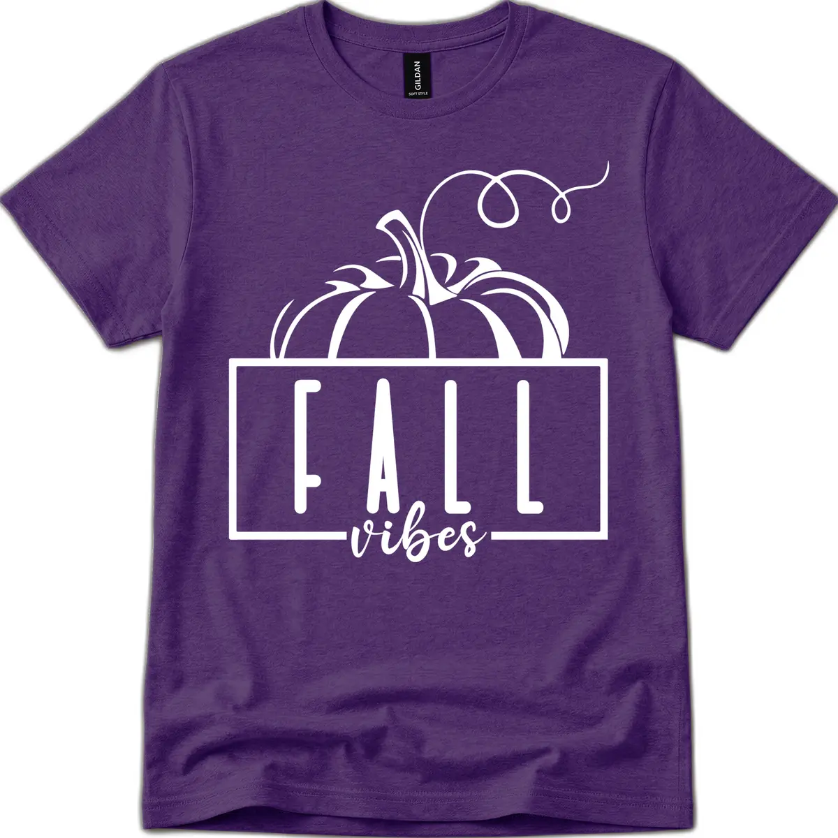 Fall Vibes Pumpkin Design T-Shirt in Purple