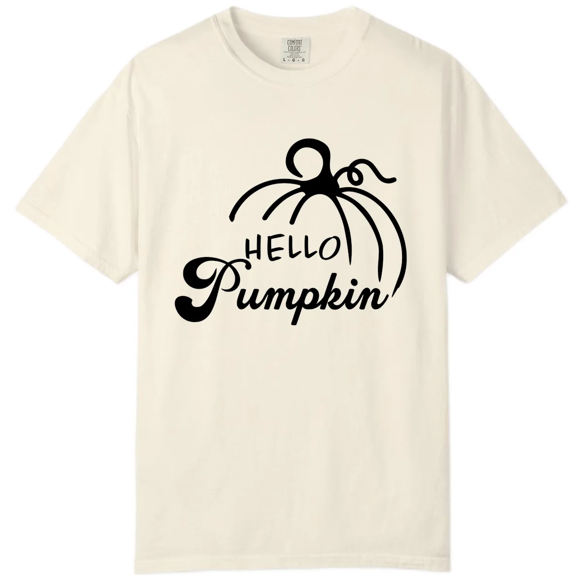 Hello Pumpkin Fall Greeting Comfort Color in Ivory