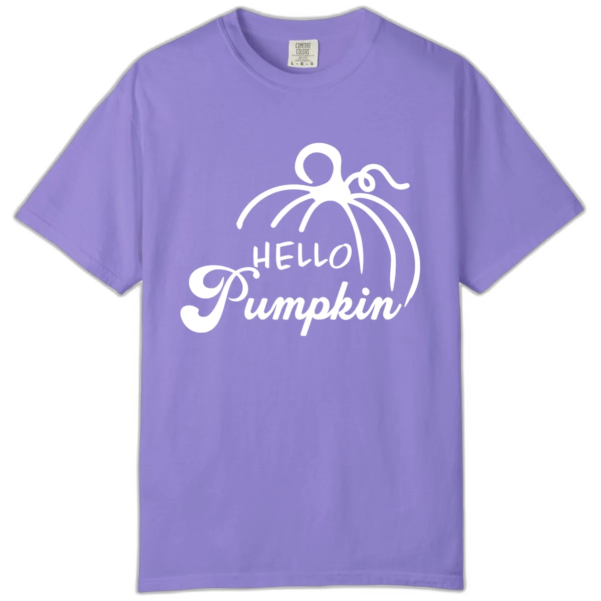Hello Pumpkin Fall Greeting Comfort Color in Violet
