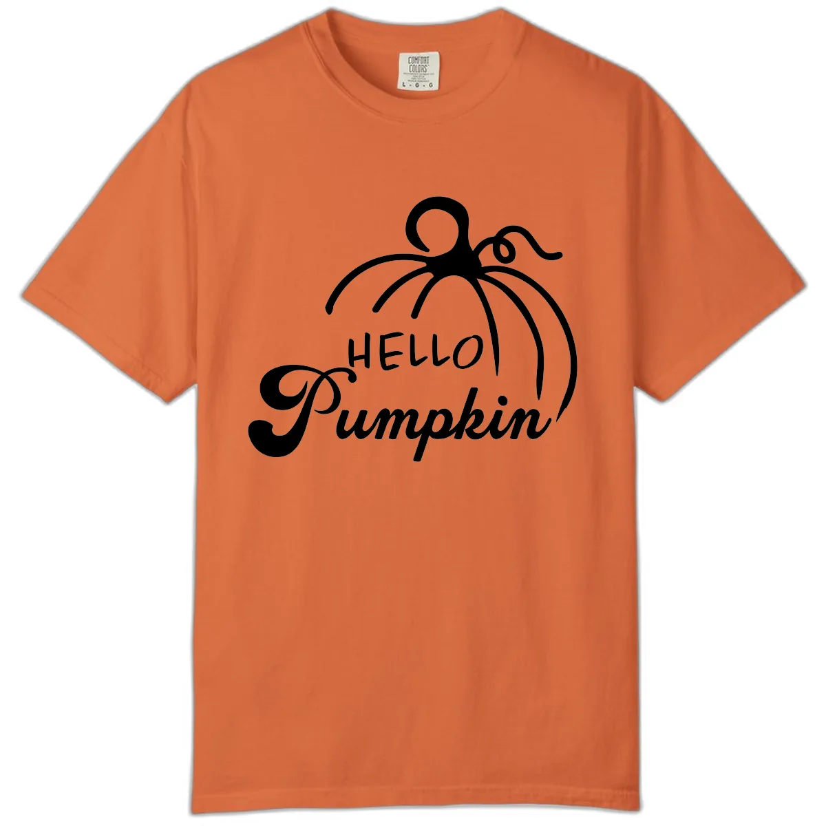 Hello Pumpkin Fall Greeting Comfort Color in Burnt Orange