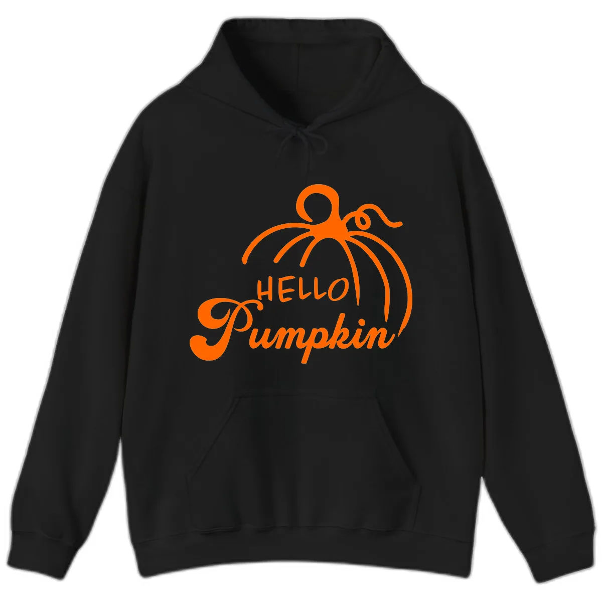 Hello Pumpkin Fall Greeting Hoodie in Black