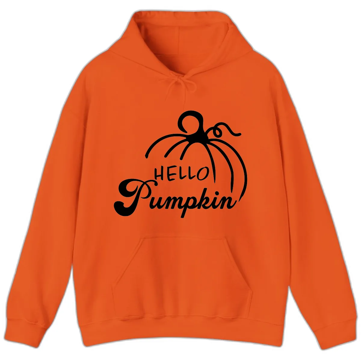 Hello Pumpkin Fall Greeting Hoodie in Orange