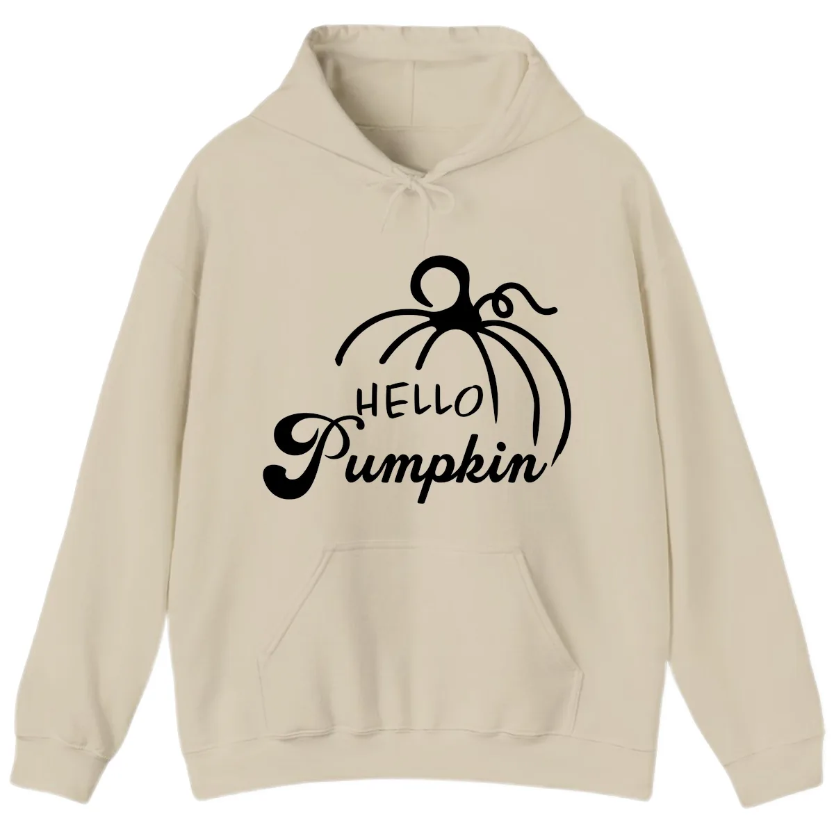 Hello Pumpkin Fall Greeting Hoodie in Sand