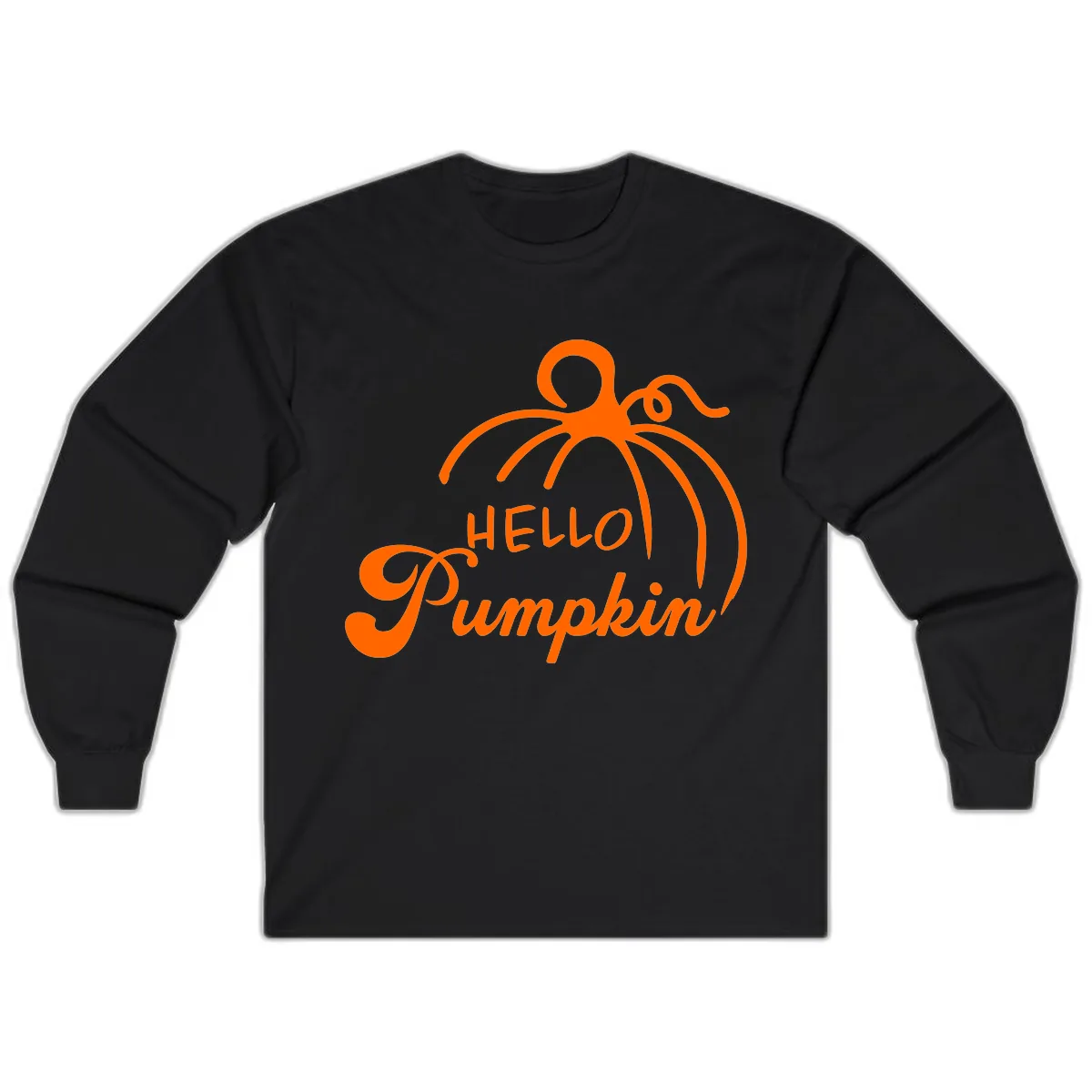Hello Pumpkin Fall Greeting Long Sleeve in Black