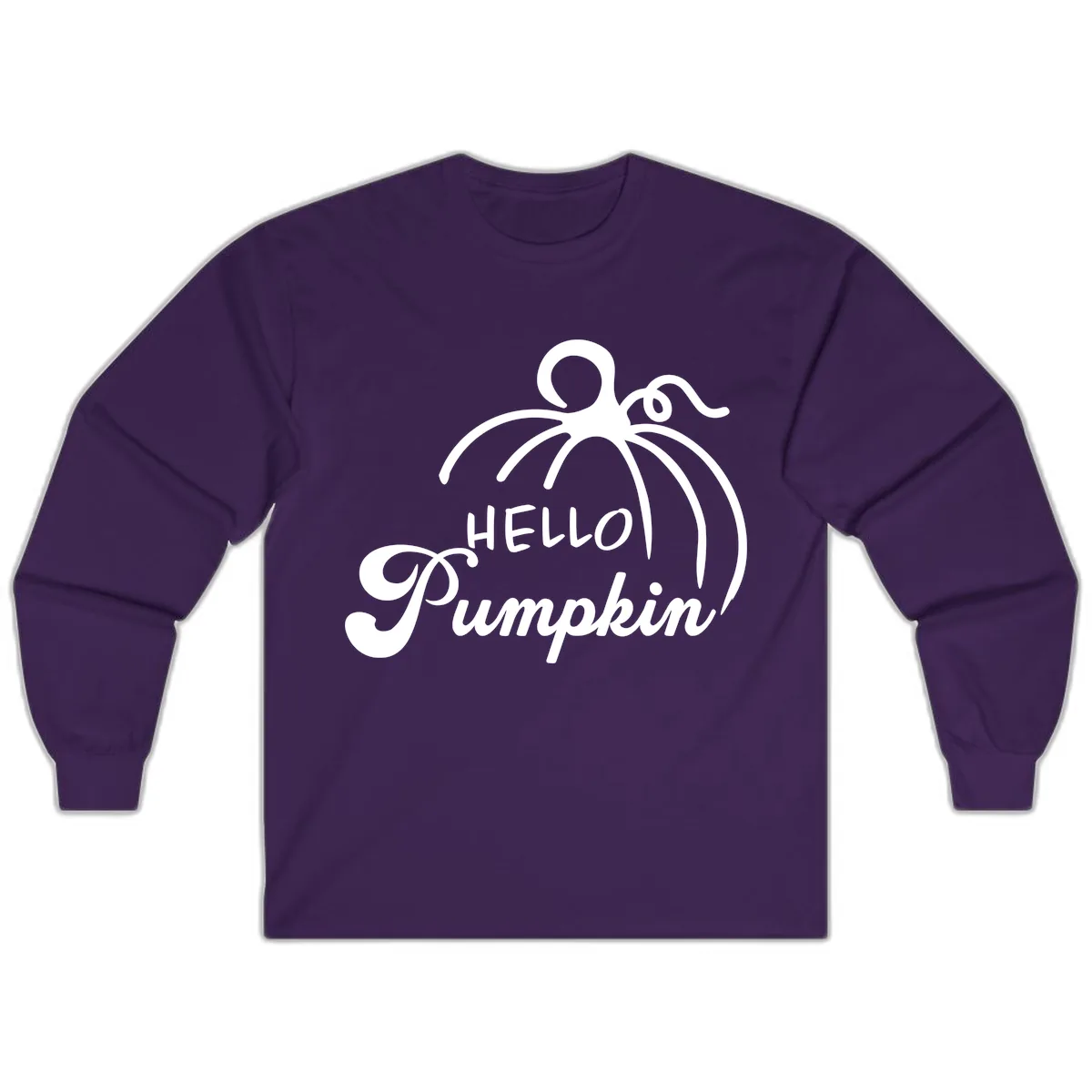 Hello Pumpkin Fall Greeting Long Sleeve in Purple