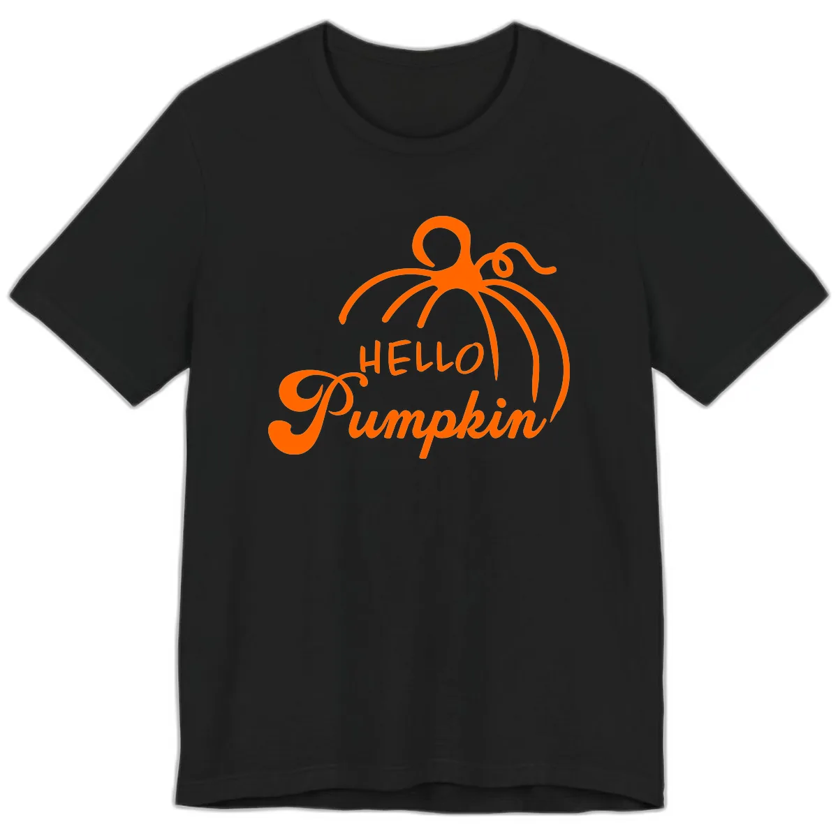 Hello Pumpkin Fall Greeting Premium T-Shirt in Black