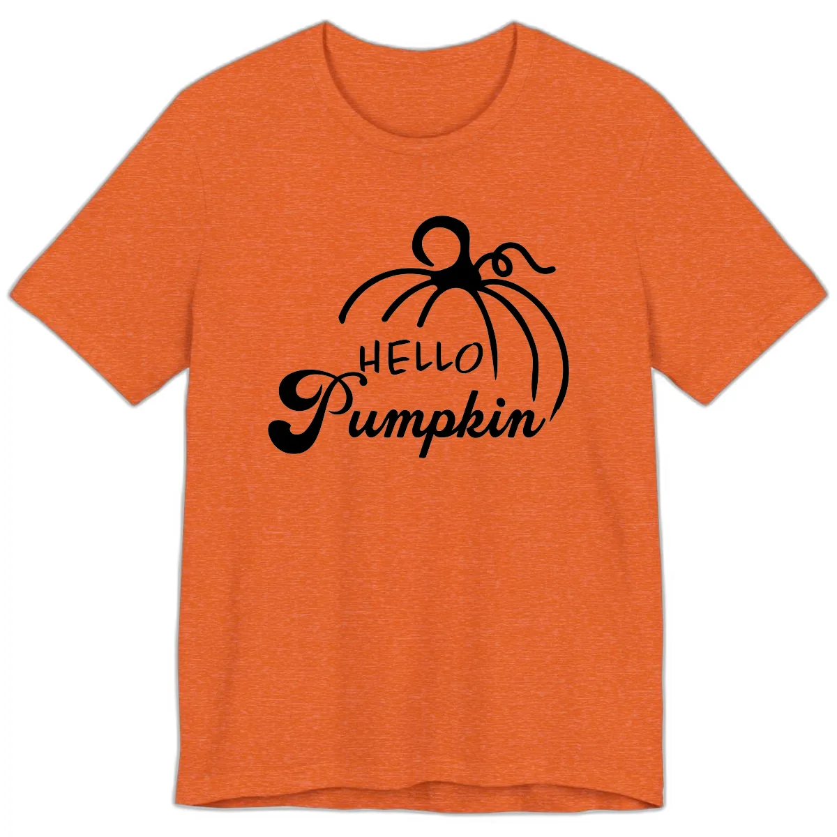 Hello Pumpkin Fall Greeting Premium T-Shirt in Heather Orange