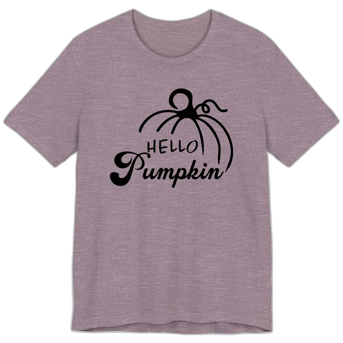 Hello Pumpkin Fall Greeting Premium T-Shirt in Heather Purple