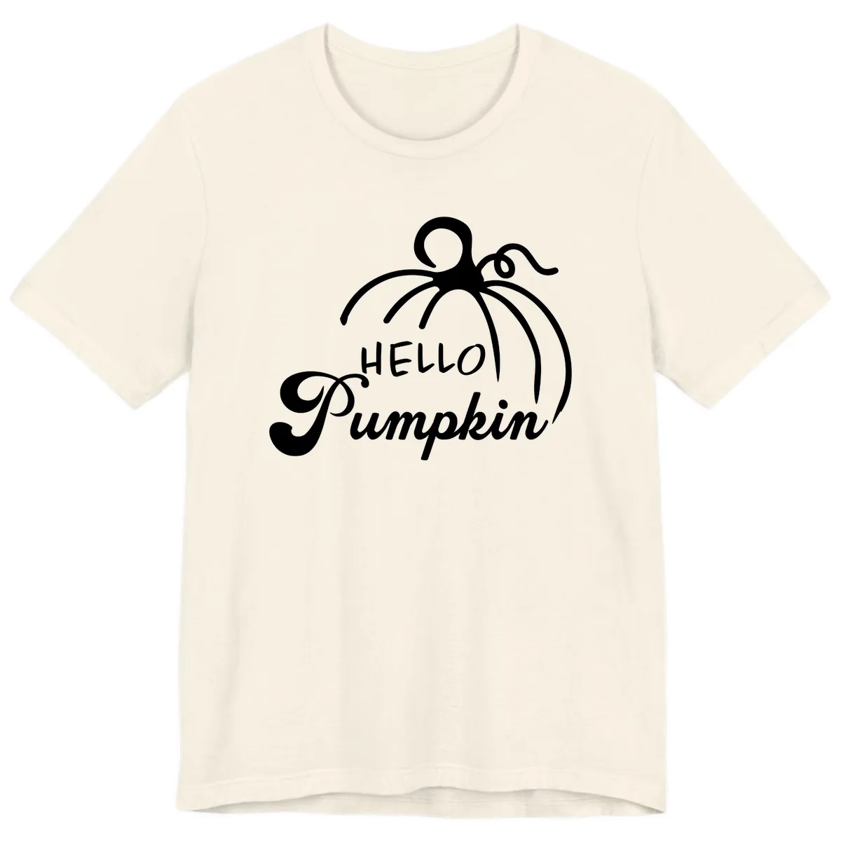 Hello Pumpkin Fall Greeting Premium T-Shirt in Natural