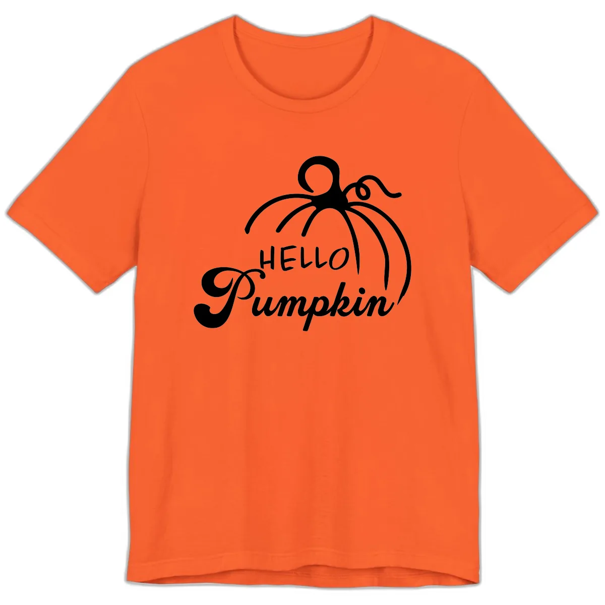 Hello Pumpkin Fall Greeting Premium T-Shirt in Orange